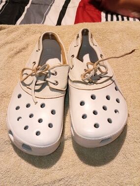 Crocs Islander Boat  Clog Shoe  M9/W11 Leather Lace Up Clog Water Outdoor
